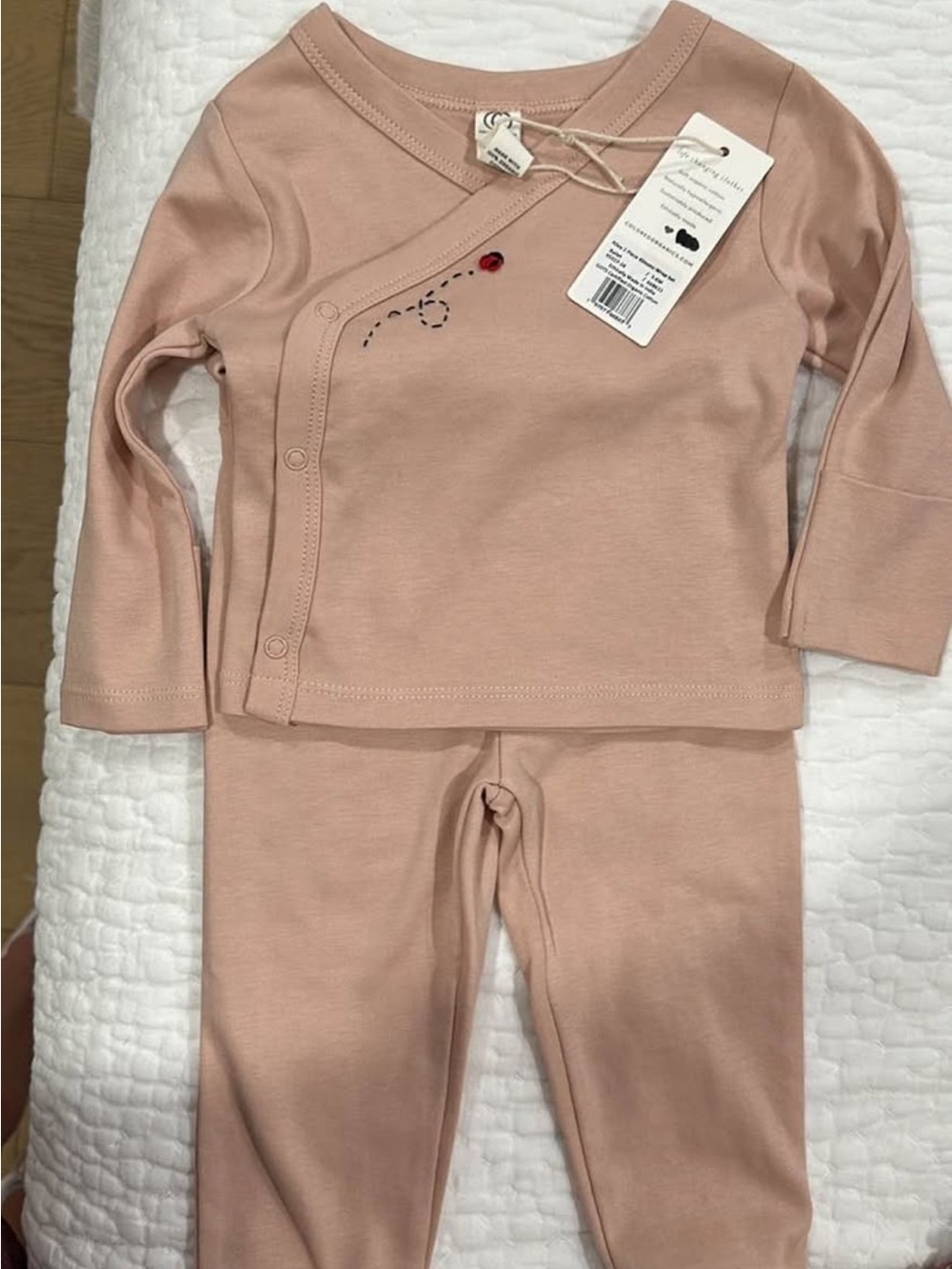 Soft Pink Baby Set with Ladybug Detail